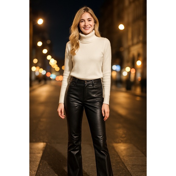 GAP Genuine Leather Bootcut Pants Women´s 4 Black Y2K...